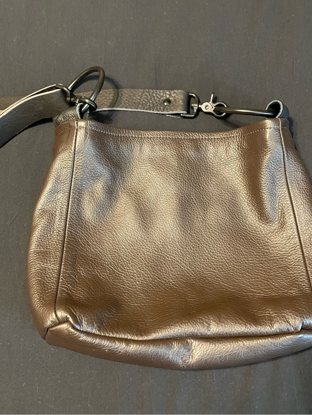 Lynn Tallerico Brown Leather Purse / Crossbody With Black Leather Strap